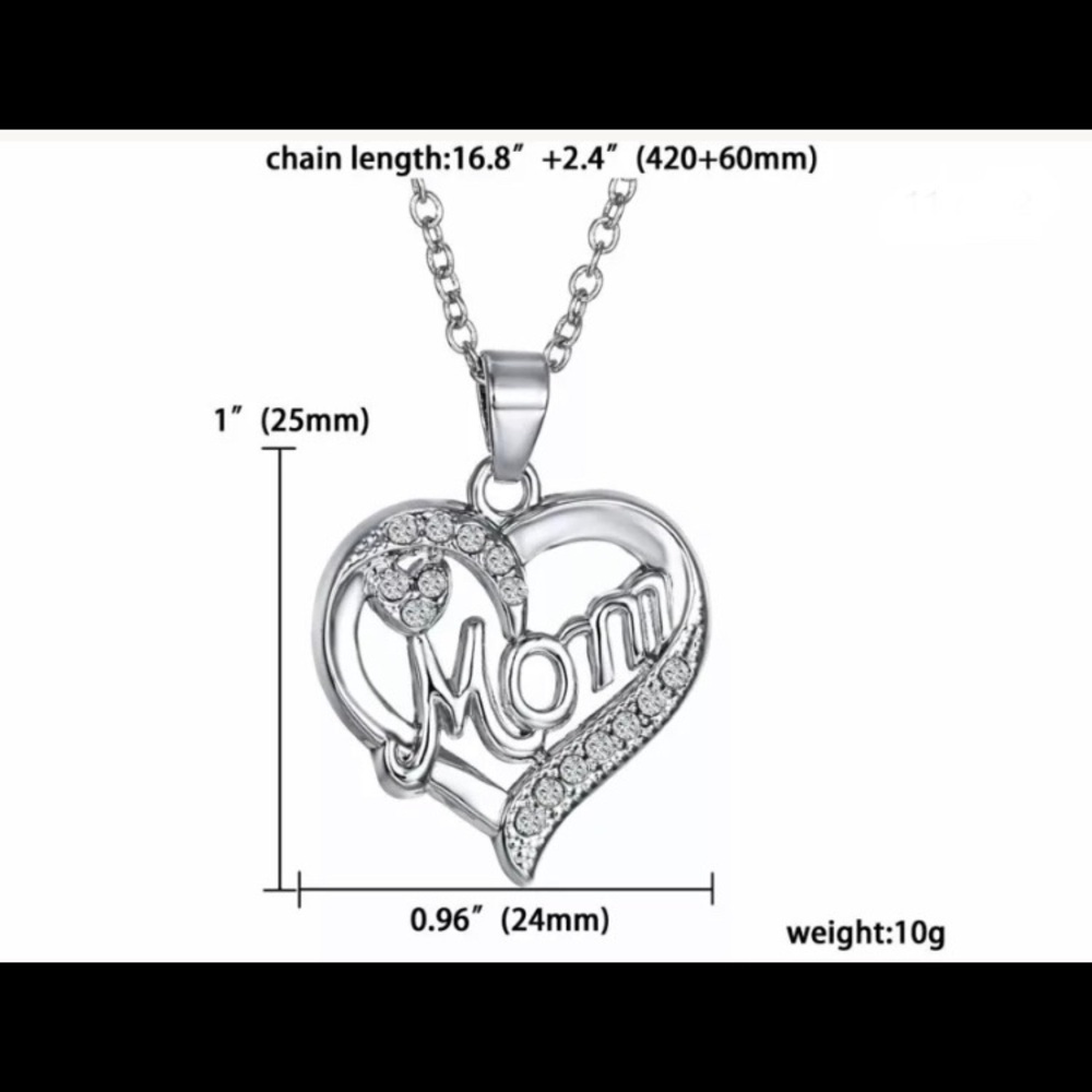 Mom rhinestone Necklace‎ silver color